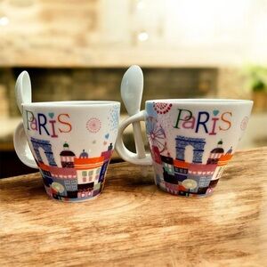 Espresso Cups – Parisian Charm - New with Matching Spoons